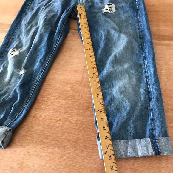 7 for all Mankind Standard Jeans Men 34x23 Blue High Rise Distressed Cuffed - Picture 7 of 13